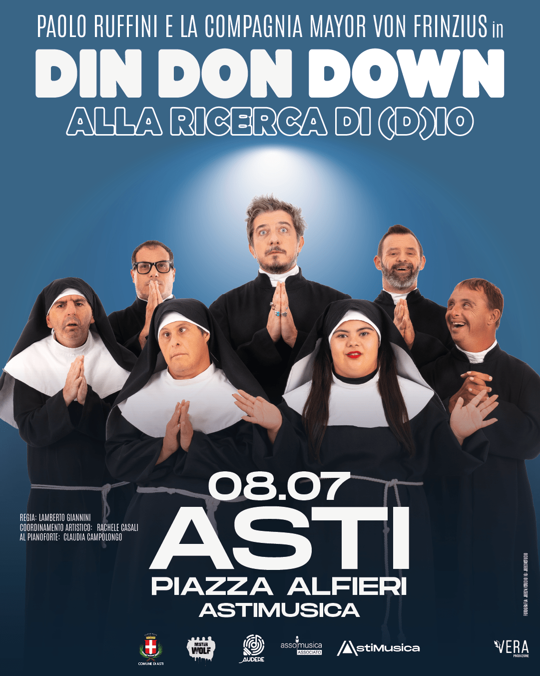 Featured image for “Paolo Ruffini e gli attori della Compagnia Mayor Von Frinzius sono pronti a portare sul palco di Asti l’acclamatissimo spettacolo “Din Don Down” l’8 luglio”